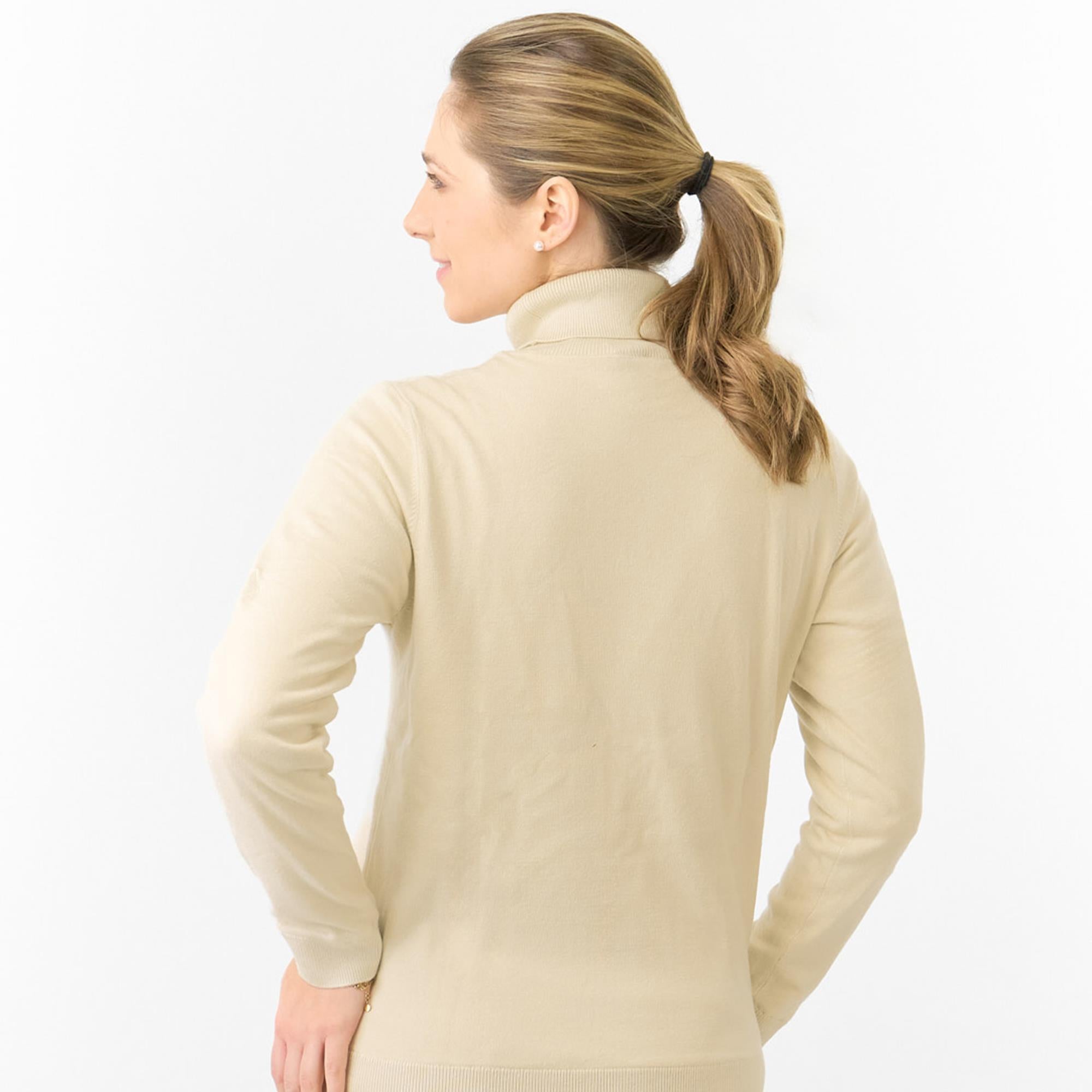 Pure Golf Sarah Super Soft Roll Neck Faux Fur Lining Ladies Pullover Limestone